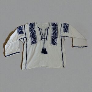 Isabel Marant White and Blue Embroidered Blouse